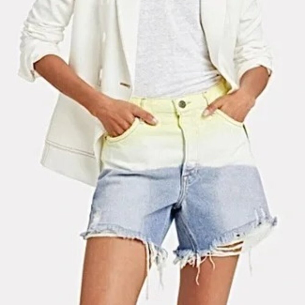 GRLFRND Jourdan Tie-Dye Ripped Denim Shorts Women's 30